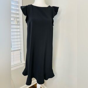 Loft Elegant Black Ruffle Sleeve Dress